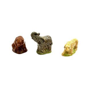 WADE Whoppas Bundle Brown Bear Elephant Tiger 3 Figurines from Set 1 (1976-1981)